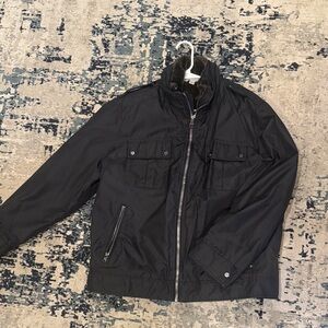 Men's Andrew Marc Black Jacket with removable fur lined vest